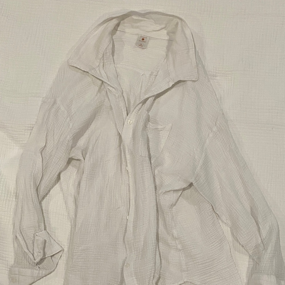 Shade & Shore Textured White Button Down Shirt